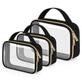 Wedama Clear Toiletry Bag, 3 Pack Clear Makeup Bags with Handles, PVC Cosmetic Bags for Women and Men, Large Opening Toiletry Bags, Black - color: Black, size: 2 Pack Medium + 1 Pack Large