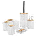 Bathroom Accessory Set,7 Pcs White Bathroom Set Include Soap Dispenser, Qtip Holder Dispenser, Soap Dish,Toilet Brush,Toothbrush Holder & Mouthwash Cup.Boho Bathroom Set