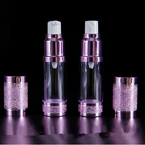 Tvoip 3Pcs/Lot 15ml 30ml 50ml Gold Pink Silver Glitter Diamond Airless Vacuum Bottles Luxury Emulsion Lotion Fragrance Perfume Spray Bottle (Pink) - color: Pink
