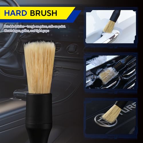 3PCS Car Detailing Brush Set, Ultra Soft Bristle Auto Interior Cleaning Brushes, Scratch-Free Dashboard Duster Kit for Vents, Leather, Screen, Console and Household Cleaning - size: 3PCS-A