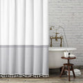 Seasonwood Tassel Fabric Shower Curtain, 96 Inch Extra Long Gray Striped Bathroom Shower Curtain with Tassels White Nordic Chic Polyester Bath Curtain Sets (72 x 96, White) - color: Grey and White, size: 72"W x 96"L (Pack of 1)