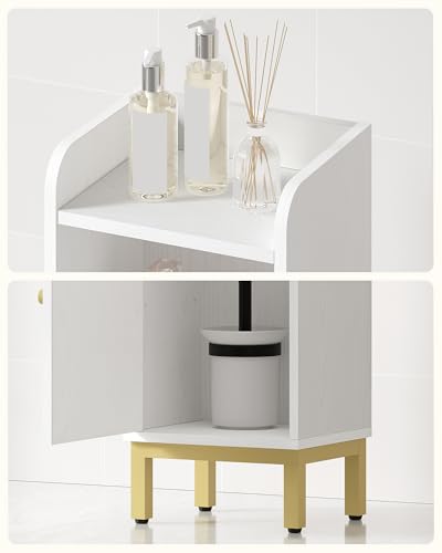 Hzuaneri Bathroom Storage Cabinet, Small Corner Floor Cabinet with Door and Shelves, Narrow Toilet Paper Holder, Bathroom Organizer with Adjustable Shelf, for Small Spaces, White BC38213G - color: White, size: 7.9"D x 9.8"W x 35.4"H