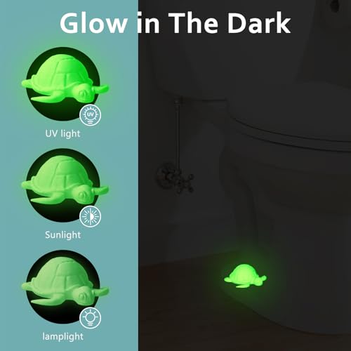 Sea Turtle Toilet Bolt Covers, Glow in The Dark, 2 Pcs, Decorative Set | Bolt Hole 1.35'', Hides Rusty Floor Bolts, Fun Bathroom Decor, Glows Green in the Dark - style: Sea Turtle