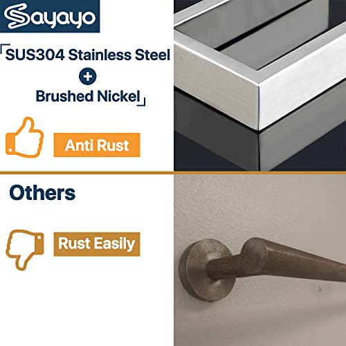 Sayayo Brushed Nickel Toilet Paper Holder Wall Mount, Toilet Tissue Holder for Bathroom Tp Holder Square, SUS304 Stainless Steel 6 Inch - color: Brushed Nickel