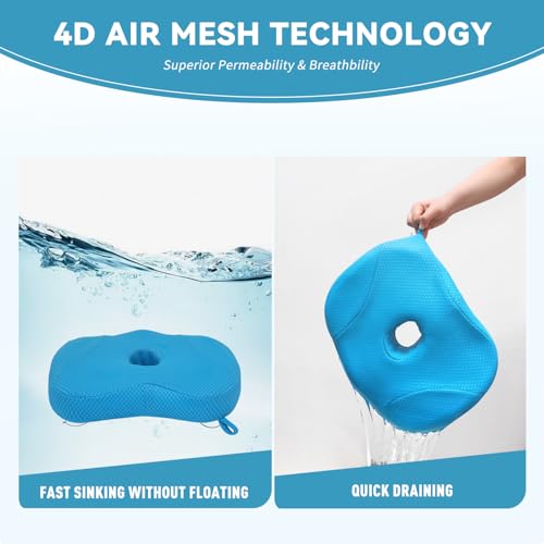 Idle Hippo Hot Tub Booster Seat, 4D Air Mesh Hot Tub Pillow with Powerful 6 Non-Slip Suction Cups, Ergonomic Booster Cushion, Quick Dry Spa Pillow for Indoor Outdoor Hot Tub-Blue - color: Blue