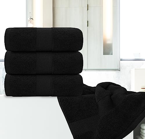 White Classic Luxury Black Bath Towels Extra Large | 100% Soft Cotton 700 GSM Thick 2Ply Absorbent Quick Dry Hotel Bathroom Towel | 27x54 Inch | Black | Set of 4 - color: 04: Black