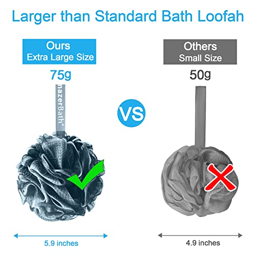 AmazerBath Bath Shower Loofah Sponge 75g/PCS Bath Sponges for Men Exfoliating - Set of 4 Indigo, Large - style: Indigo