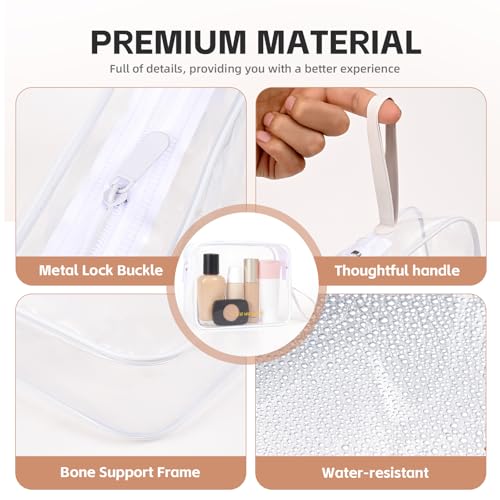 Icramsy Clear Makeup Bag,2 Pack TSA Approved Toiletry Bag Travel Toiletry Bag Hanging Makeup Cosmetic bag for Women Men (White) - color: White