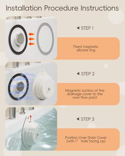 Bathtub Overflow Drain Cover Tub, Silicone Magnetic Bathroom Overflow Drain Cover, Overflow Drain Cover for Bathtub, Bathroom Spa Accessories, Adds Inches of Water to Your Tub for Deeper&Warmer Soak - color: White