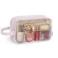 Narwey Clear Toiletry Bags for Traveling Women Men, Clear Travel Bags for Toiletries Makeup Bag Cosmetic Bag with Zipper, Make Up Organizer, Skincare Bag (Dusty Pink Stripe) - color: YB-Dusty Pink Stripe