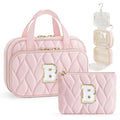 YOOLIFE Personalized Birthday Gifts for Women Teen Girls - Hanging Toiletry Bag Makeup Bag for Women Girls, Initial Toiletry Bag Makeup Bag, Letter B, Pink - color: Pink, style: B