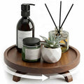 10" Solid Wood Lazy Susan Turntable Organizer for Cabinet, Pantry, Kitchen Countertop - Farmhouse Style with Raised Feet & Water-Resistant Coating, Rustic Bathroom Vanity Tray and Dining Table Decor - size: 10 Inch