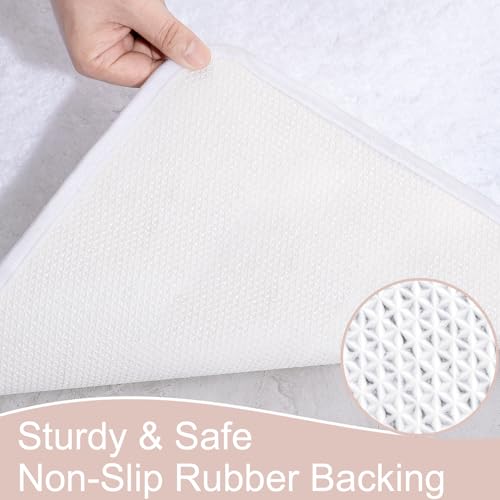 AROGAN Luxury Long Bathroom Runner Rug, 20x30 Inch Thick Soft and Absorbent Microfiber Non Slip Bath Mat, Rubber Backing Quick Dry Rugs Carpets, Machine Washable Plush Mats for Shower Floor, White - color: White, size: 1'8" x 2'6" (20" x 30")