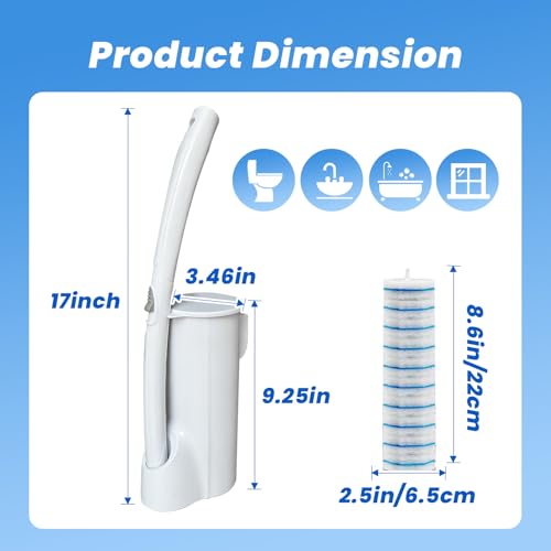 40 Disposable Toilet Brush Replacement Pads, Wall Mounted Toilet Holder Set Toilet Cleaning System Starter Kit, Toilet Stick Pads (White) - color: White