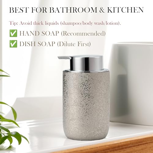 2pcs Foaming Soap Dispenser Set,12oz Bathroom Foam Dispenser with Pump,Foaming Hand Soap Bottle for Countertop,Luxury Dish Soap Dispenser Set(Silver&Ceramic) - color: Platinum Silver