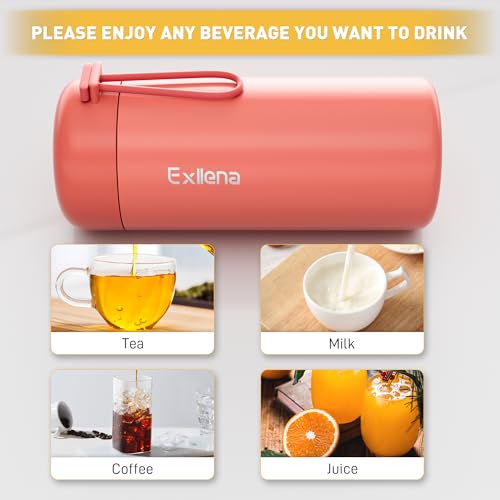 Exllena Small Water Bottle 10oz, Small Insulated Water Bottle for Hot&Cold Drinks, Water Bottle Purse with Carry Handle - 100% Leakproof Perfect for School, Travel...(Coral Red) - color: Coral Red, size: 10.1 Ounces