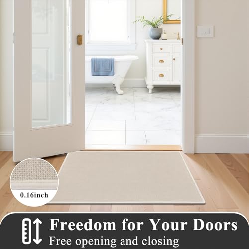 SHACOS Bath Mat Set of 2, Ultra Thin Washable Bathroom Rugs, No Slip Rubber Bath Rugs for Bathroom, Quick Dry Absorbent Bathroom Mat for Shower Outside Floor Toilet Sink (17"x24"+17"x47") - color: Beige, size: 17"x24"+17"x47"