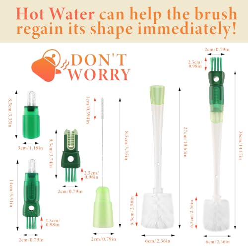 5 Pack Water Bottle Cleaner Brush Set for Hygiene Conscious People: 5 in 1 Removable Multifunctional Water Bottle Brush Cleaning Tools - Easily Cleans the Cup Mouth Lid Bottom and Straw