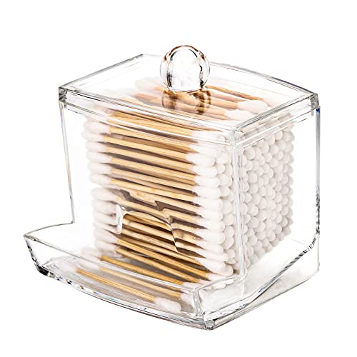Tbestmax 10oz Qtip Holder Dispenser Big Clear Bathroom Organizer Accessories Decor for Storage-Qtips Cotton Ball Holder Apothecary Jars, Cotton Swabs, Floss Container - color: 1Pc-Clear