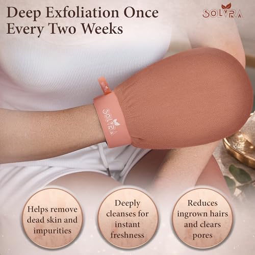 Exfoliating glove for Shower & Exfoliating body scrubber– 100% Vegan Viscose Kessa Mitt for Dead Skin Removal, Self-Tan Fade & Keratosis Pilaris –Dual-Texture Glove for Spa & Massage (1 Pack Orange) - color: Pack of 1 - Orange