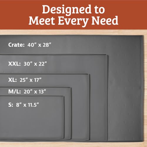 Leash Boss Dog Food Mat - Waterproof Non-Slip Dog Bowl Mat - Raised Lip Spill Containment Pet Feeding Pad - Dishwasher-Safe Silicone Tray - XXL, 30" x 22", Gray - color: Grey, size: XXL - 30" x 22"
