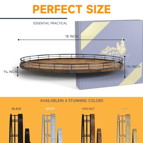 Farmhouse Oak 18" Lazy Susan Turntable Organizer for Cabinet, Round Wooden Lazy Susan Organization and Storage for Dining Table, Pantry, Kitchen, Countertop, Cupboard,Home Decor, Walnut Wood (18") - color: Walnut, size: 18 inches