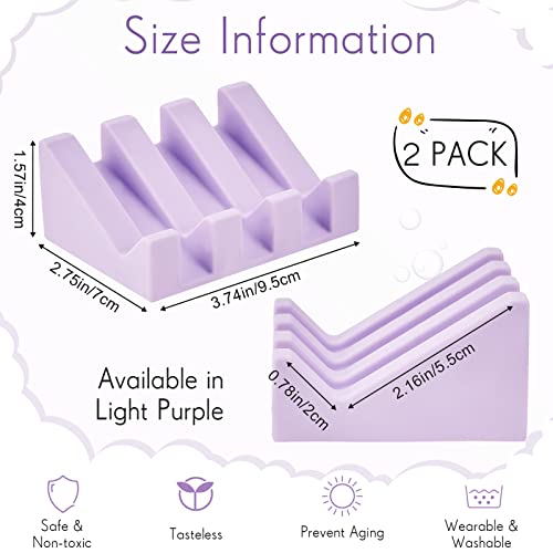 Cunhill 2 Pieces Silicone Soap Dish Self Draining Soap Dish Shower Waterfall Bar Soap Holder Tray with Drain Soap Saver for Kitchen Bathroom Accessories (Light Purple) - color: Light Purple