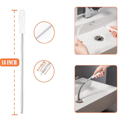 Drain Snake，Plumbing Drain Clog Remover, Gutter Cleaning Tools for Toilet Shower Kitchen Bathroom Tub, Clogged Drains Opener Cleaning Tool, Flexible Grabber Claw Pick Up Reacher （76 in）