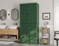 Palace Imports Solid Wood Tall Bathroom Pantry Cabinet with 4 Shaker Doors & Adjustable Shelves, Green - 100% Eco-Friendly, Renewable, Space-Saving Storage, 71.5" H x 32" W, Made in Brazil - color: Green