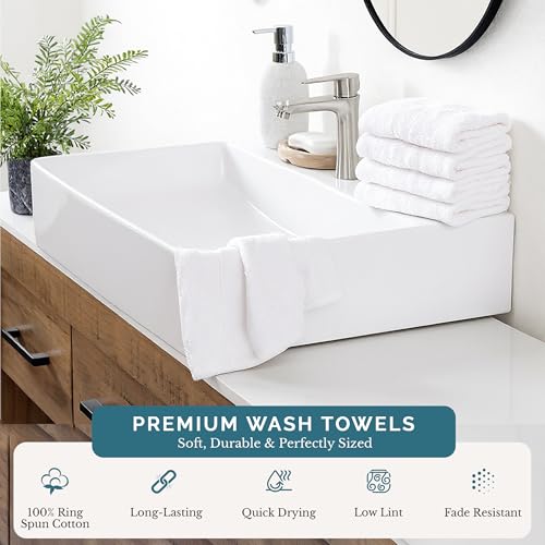 Casa Platino White Washcloths 6 Pack - 13x13 inches - 100% Cotton - Premium Quality Wash Cloths for Bathroom - Well Stitched, Soft & Highly Absorbent Washcloths Set - Ideal for Hotel, Spa & Salons - color: 02: White, size: 6 Piece Wash Cloth