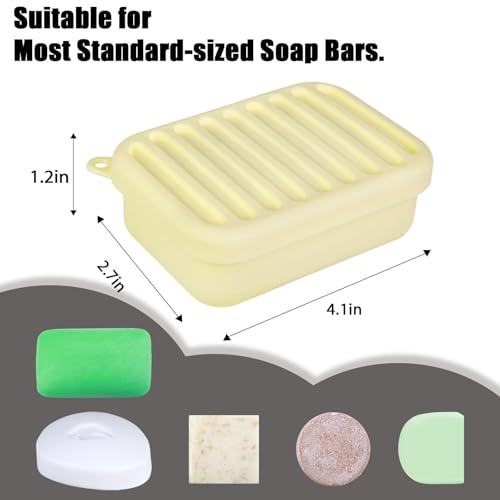 Silicone Travel Soap Case, Leak-Proof Soap Container with Drain Pad | Silicone Soap Holder, Travel Soap Case, Leak-Proof Soap Box, Removable Drain Tray, Portable Soap Container, Gym & Camping Use - color: Cream Yellow