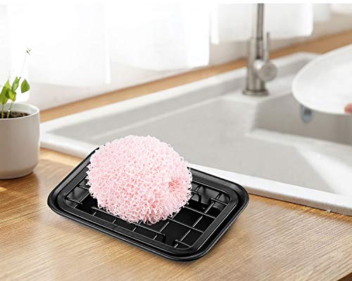 Kitchen and Bathroom Soap Dish Tray - Metal 2-Piece Soap Dish Tray with Drainage Grid and Holder for Kitchen Sink Countertops to Store Soap, Sponges, Scrubbers - Rust Resistant - 2 Pack (Black) - color: Black