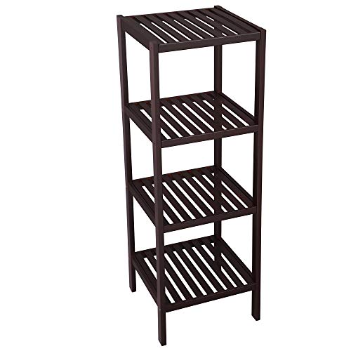 SONGMICS Bamboo Storage Shelf, 4-Tier Shelving Unit, Multifunctional, in the Entryway, Bathroom, Living Room, Balcony, Kitchen, 13 x 13 x 38.6 Inches, Brown UBCB54C - color: Brown, size: 4 Tiers (13"D x 13"W x 38.6"H)