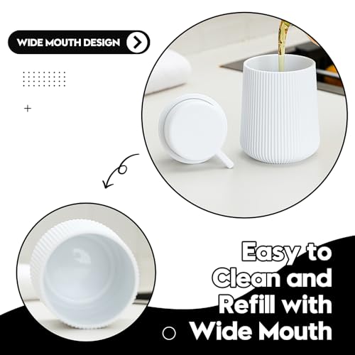 YAUKPH Striped Foaming Hand Soap Dispenser with Leak-Proof Pump for Bathroom and Kitchen Countertop 11oz White - color: White, size: Foaming Dispenser