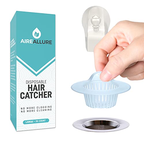Aire Allure, 25 Pack, Hair Catcher for Bathroom Sink or Bathtub, White, Large - size: Large