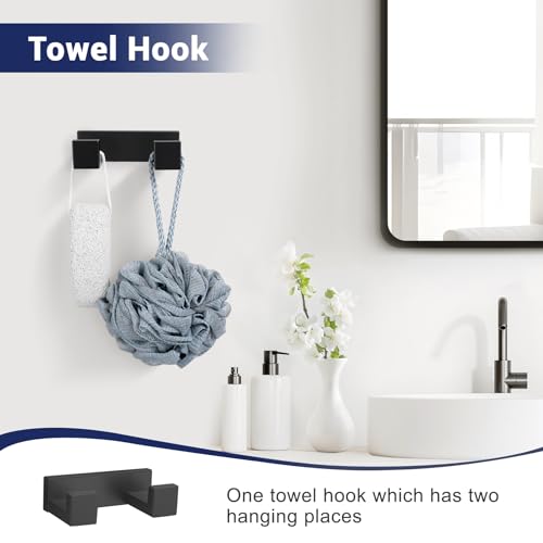 Matte Black Bathroom Hardware Set, 4-Piece Bath Towel Bar Set SUS304 Stainless Steel Towel Rack Set for Bathroom, 23.6 inches Bathroom Towel Holder Set Wall Mounted - color: Matte Black, size: Set A