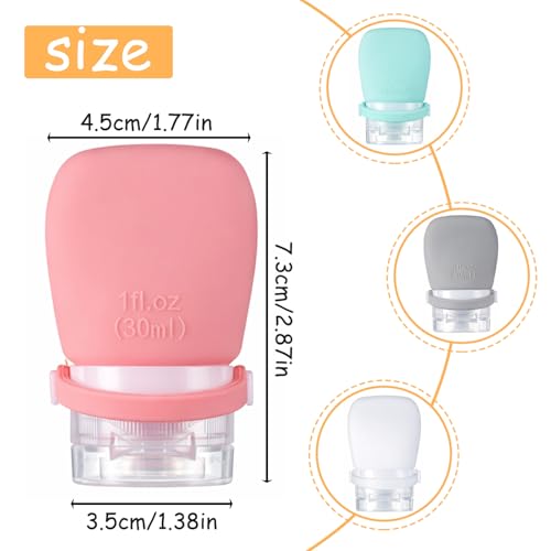 4Pcs Mini Condiment Squeeze Bottles, 1oz Salad Dressing Bottles, Silicone Travel Bottles, Leak Proof Squeeze Bottles for Salad Dressing, Ketchup or Toiletries