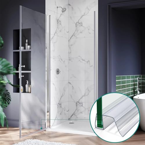 Bathroom Shower Glass Door Bottom Seal Strip, 2PCS 36 Inch Long Clear PVC Seal Strips for 5/16"(8mm) - 3/8"(10mm) Thick Framless Glass Door Panel - style: (5/16"-3/8") X 36"