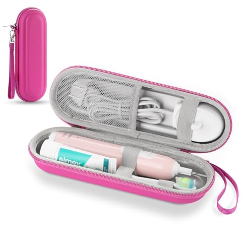 Toothbrush Travel Case for Oral B/Oral-B Pro 1000 1500 5000 7000 & Philips Sonicare 4100 1100 5300 5100 6100/iO Electric Toothbrush, Hard Protective Storage Bag (Pink) - color: Pink