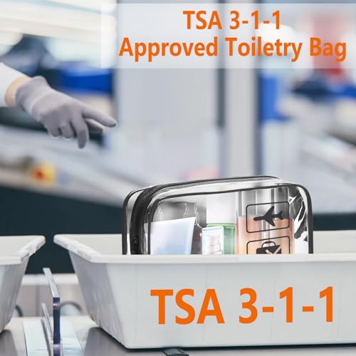 Clear Makeup Bags TSA Approved Toiletry Bag-6Pack，Clear TravelBags for Toiletries, Carry on Airport Airline Compliant Bag,Black - color: 10pcs-Black
