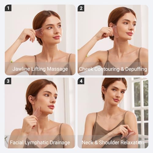 Gua Sha Tool for Face &Body,Gua Sha Sculpting Tool,Jawline Shaper Lymphatic Drainage Brush,Scalp Massage Tool&Head Scratcher,Face massagerProp 65 Tested - color: Baby Pink