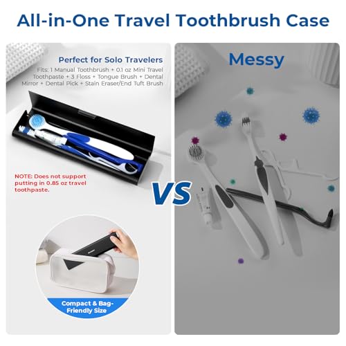 Wider Aluminum Toothbrush Travel Case, Portable Travel Toothbrush Holder, Durable Manual Toothbrush Box Container for Traveling, Bathroom, Camping, Business Trip, Black - color: Black, size: 1 Pack (Large)