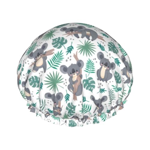 Funny Koala Shower Cap For Women Reusable Waterproof Double Layers Bath Cap Hair Protection Elastic Ladies Spa Salon Shower Hat - color: Animals Koala