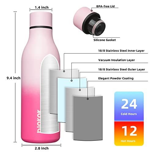 BJPKPK Insulated Water Bottles, 18 oz Stainless Steel Metal Water Bottle with Strap, BPA Free Leak Proof Jugs, Mugs, Flasks, Reusable Thermal Flasks for Sports & Travel, Cherry - color: Cherry, size: 18 Ounces, style: 18oz