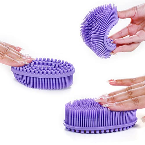 Silicone Body Scrubber Loofah - Set of 3 Soft Exfoliating Body Bath Shower Scrubber Loofah Brush for Sensitive Kids Women Men All Kinds of Skin(Purple/Green/Pink) - size: Colors: Purple, Green, Pink