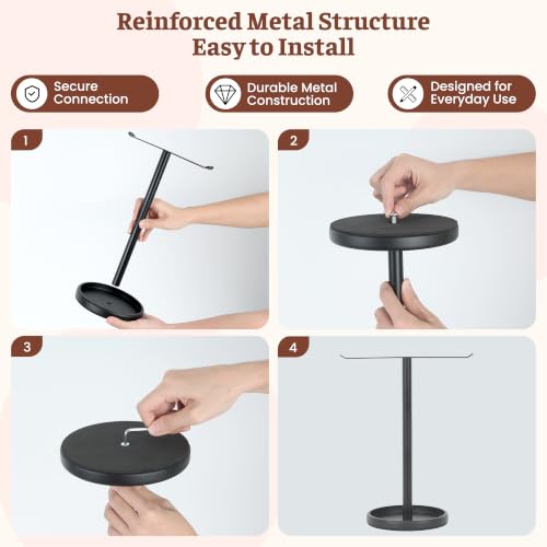 Stainless Steel Hand Towel Holder with Storage Tray for Bathroom Countertop | Weighted Base With Anti-Slip Pads Keeps Towels Stable While The Tray Neatly Stores Jewelry, Watches & Essentials - color: Black-1p（with Tray）