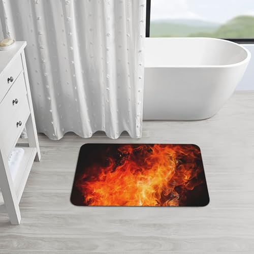 Stone Bath Mats for Bathroom Diatomaceous Earth Bath Mat Super Absorbent Floor Mat Roaring Flame Stone Drying Mats Quick Drying Diatomite Shower Mat for Bathtub Pad 19.7x31.5in - color: Roaring Flame, size: 1'8" x 2'8" (Rectangular)