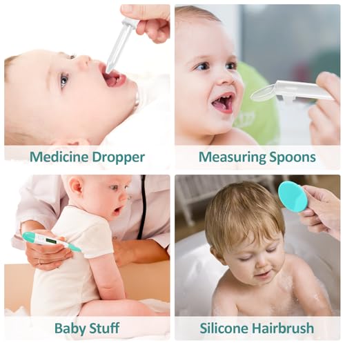Baby Grooming Kit, Infant Safety Care Set with Hair Brush Comb Nail Clipper Nasal Aspirator,Baby Essentials Kit for Newborn Girls Boys (Green) - style: Green Grooming Kit