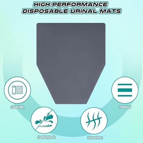 50 Pack Disposable Urinal Floor Mats Nonwoven Restroom Splash Pads with 300 Adhesive Dots 17.5" x 21" Mats Commercial Mens Bathroom Tile Protection Office Bar School Gym Facility Use(Gray) - color: Grey