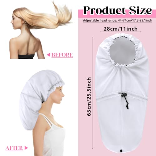 2 Pcs Large Shower Cap for Braids, Extra Long Shower Cap for Women Long Hair & Locs, Waterproof Hair Bonnets for Dreadlocks Drawstring Bath Caps for Women & Men (Black, White) - color: Black ,White